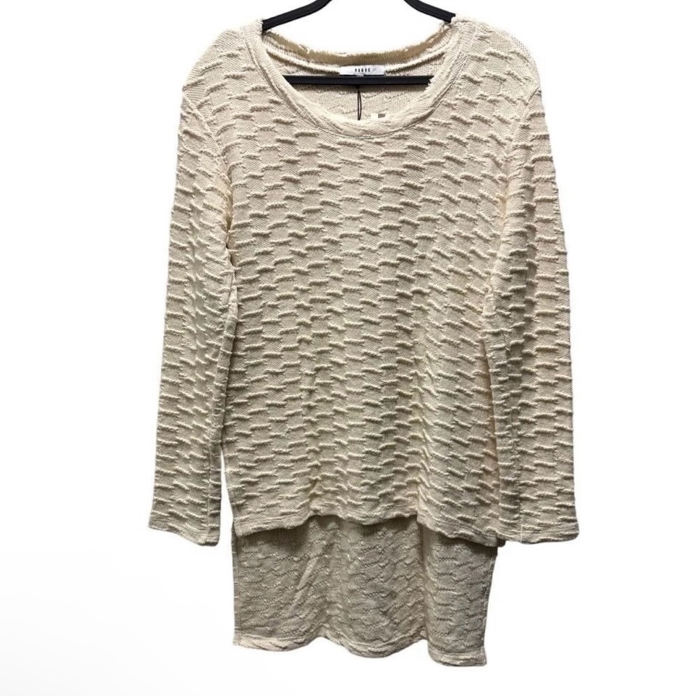 Anthropologie Ro & De Womens Textured Cream Long Sleeve Knit Top Size M